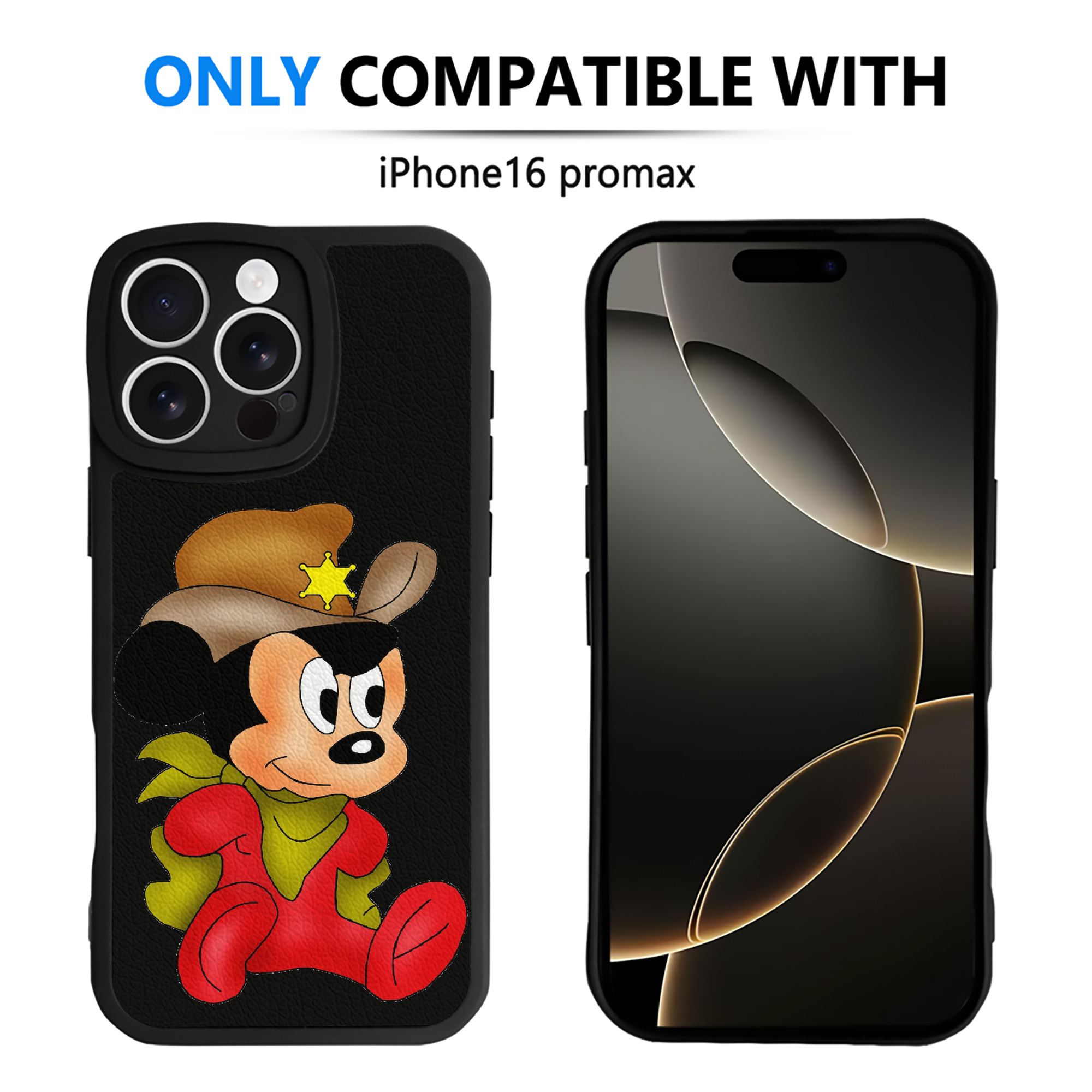（画像用） ミッキーマウス Mickey Mouse 【iPhone 16シリーズ対応】シリコンスマホケース（レザー調） 材質：シリコン